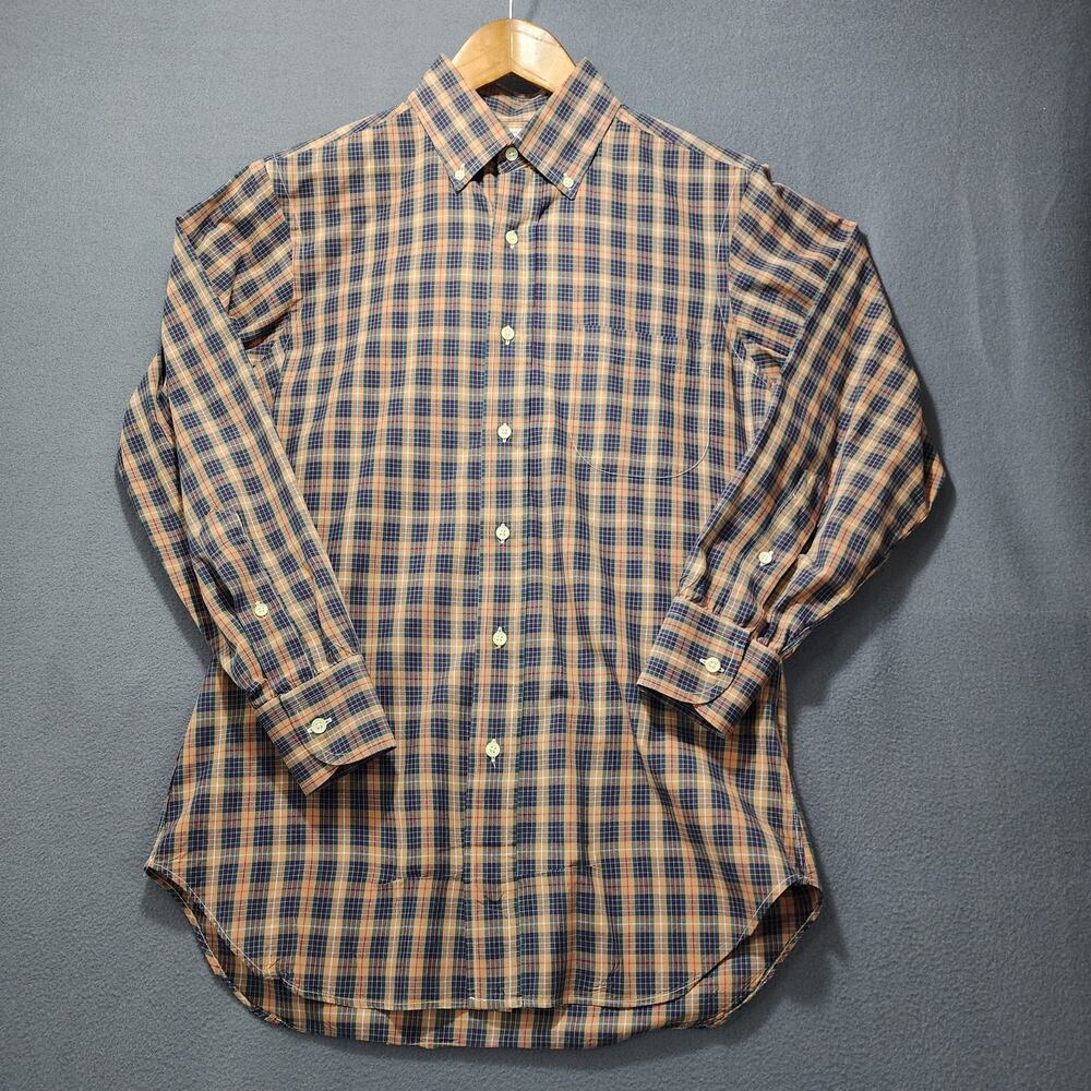 Vintage Mens Shirt Medium Plaid Richard Bennett Office Business 1991 90s USA